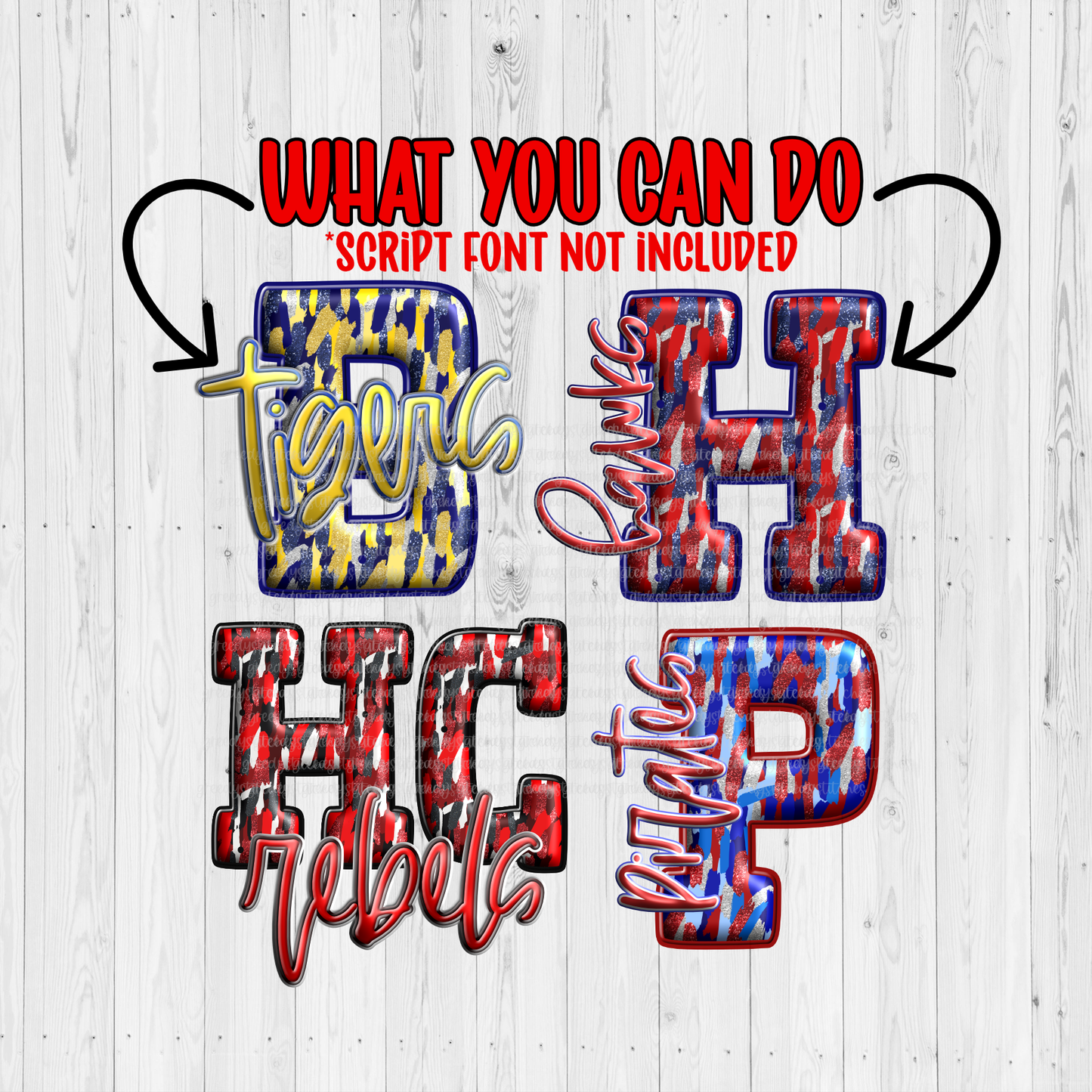 Red White Blue Glitter 3D Inflated Alpha PNG