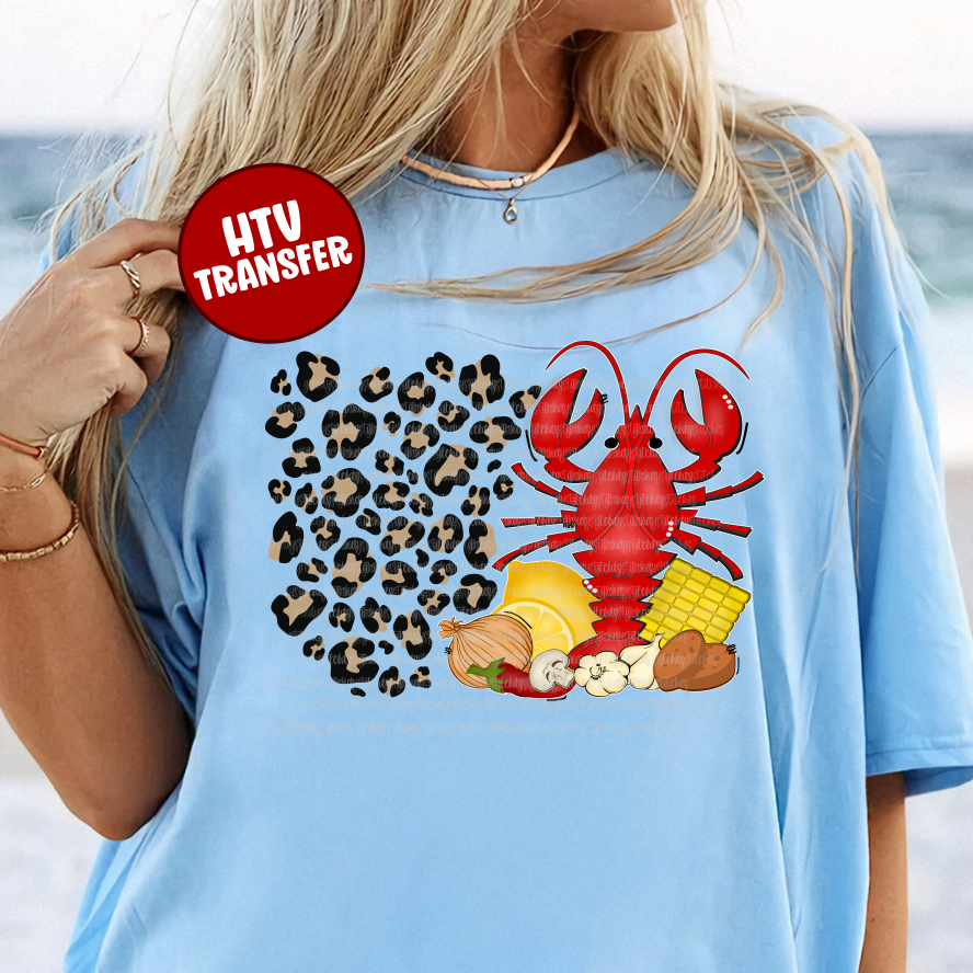Leopard Crawfish & Fixings HTV Transfer