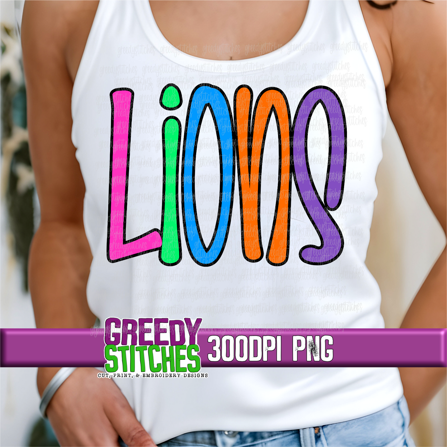Neon Lions PNG
