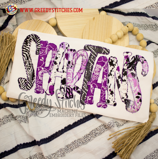 Spartans Bean Stitch Applique Machine Embroidery Design