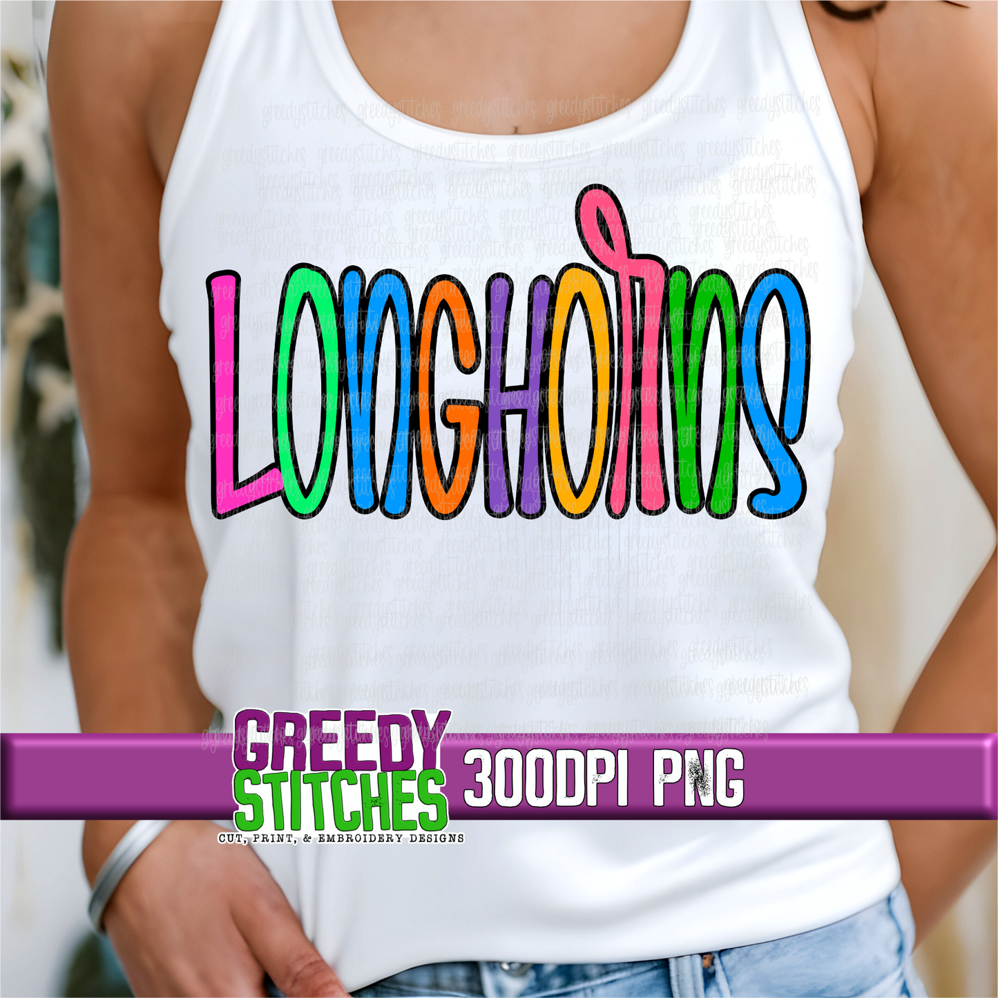 Neon Longhorns PNG