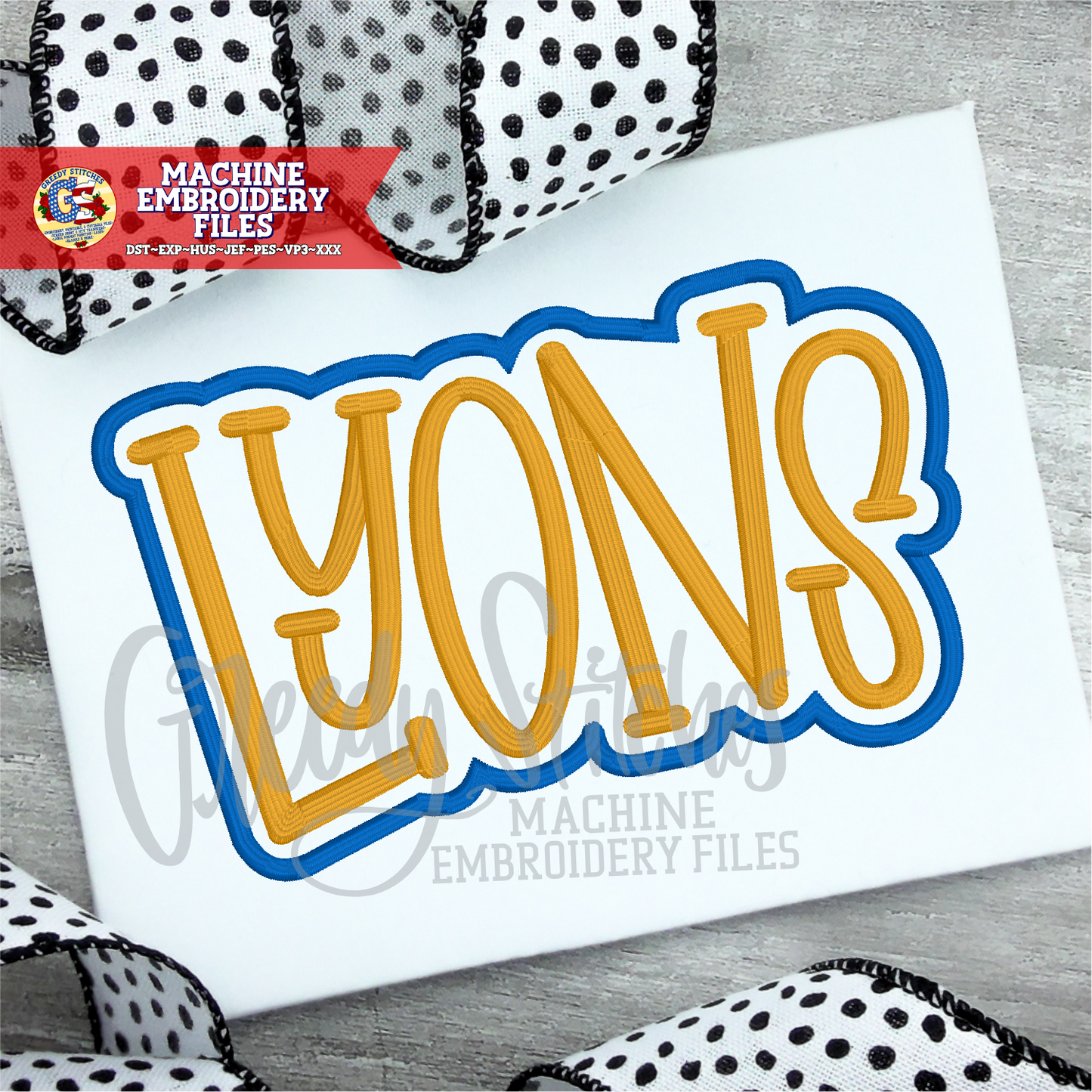 Lyons Satin Stitch Machine Embroidery Design