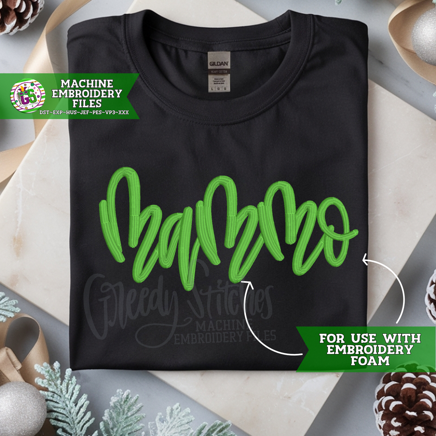 Hand Lettered Mammo Machine Embroidery Design - FOR PUFF FOAM