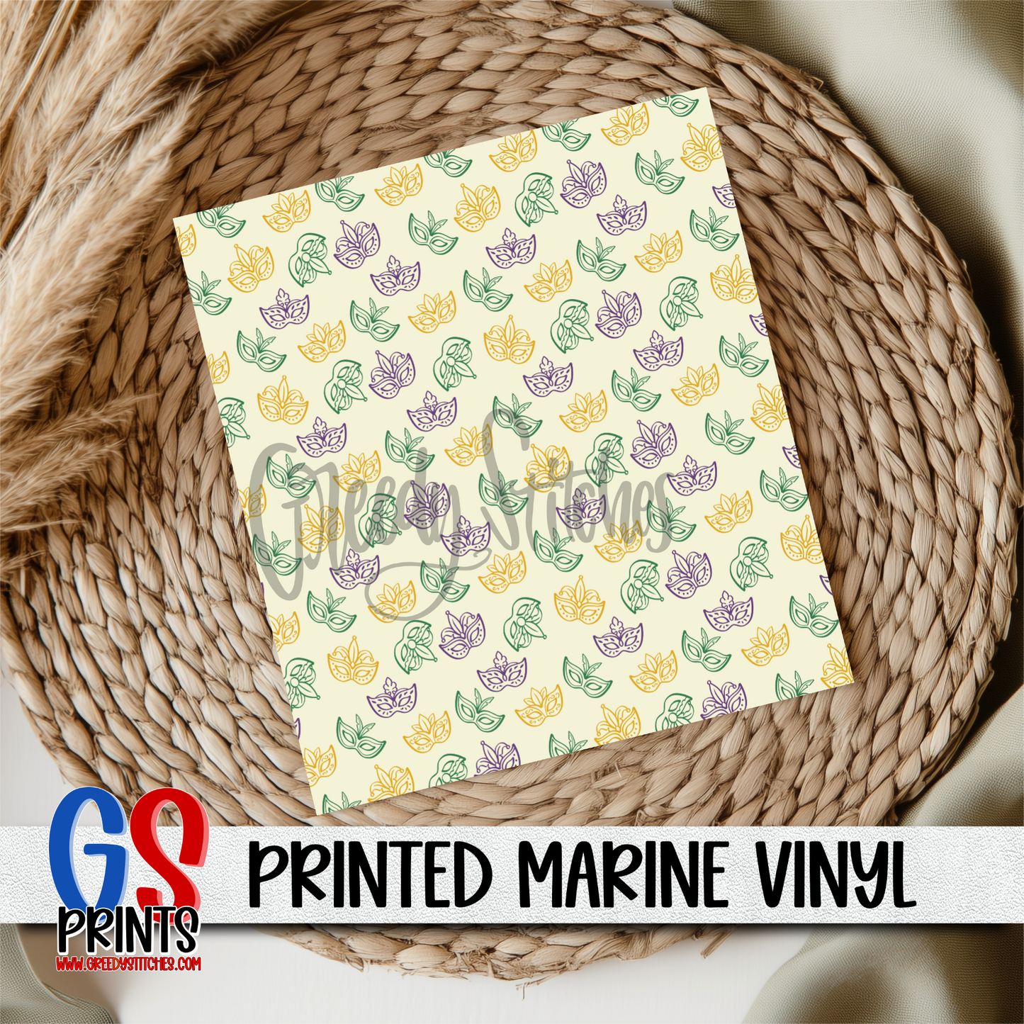 Mardi Gras Masks Marine Vinyl