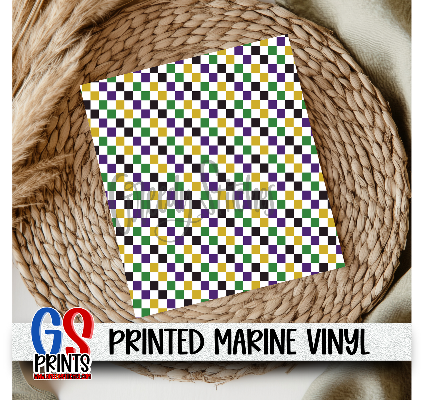 Mardi Gras Checker Marine Vinyl