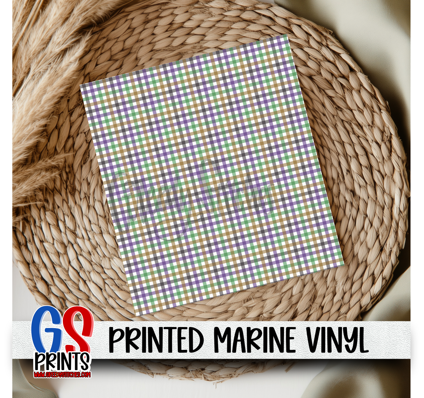 Mardi Gras Plaid Marine Vinyl