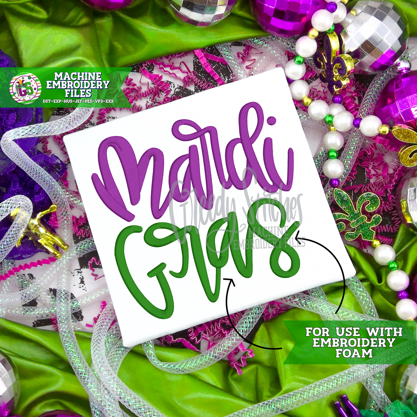 Mardi Gras for PUFF Machine Embroidery Design