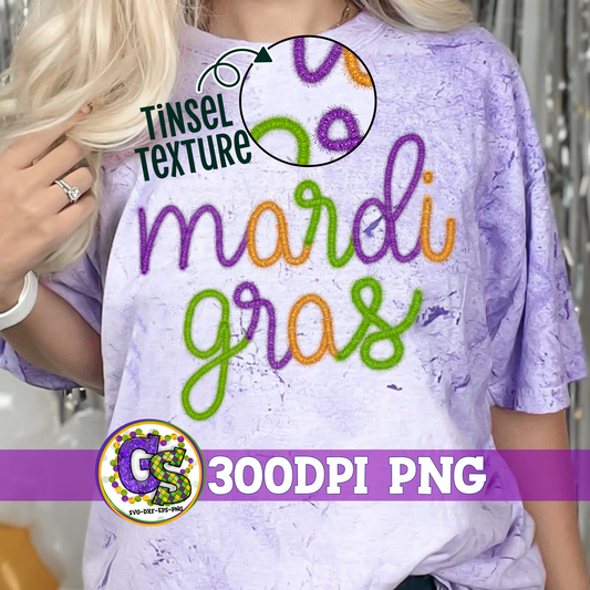 Mardi Gras Faux Tinsel PNG for Sublimation