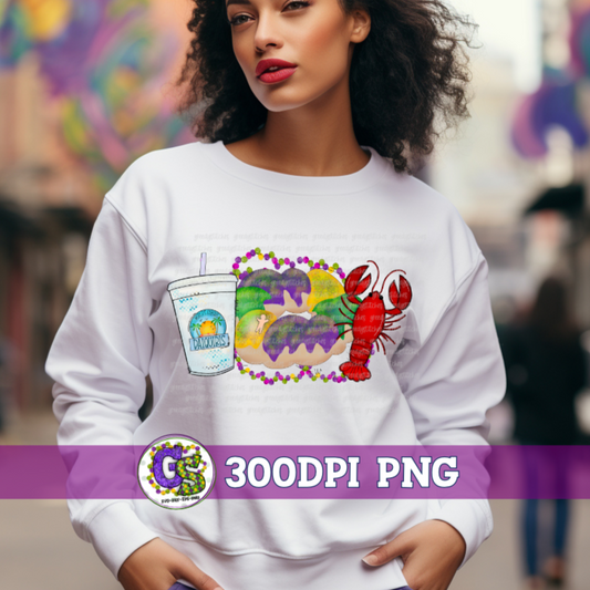 Mardi Gras Daiquiri King Cake Crawfish PnG
