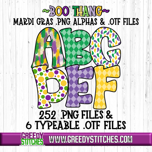 Boo Thang Mardi Gras Brush Alpha PNG & OTF Files