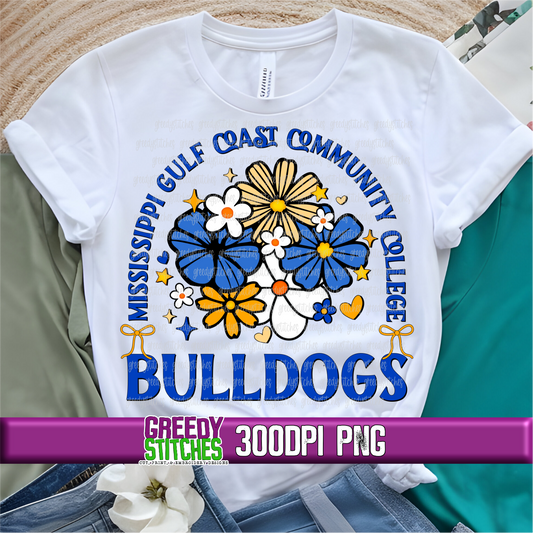 Floral Mississippi Gulf Coast Community College Bulldogs PNG - MGCCC PNG