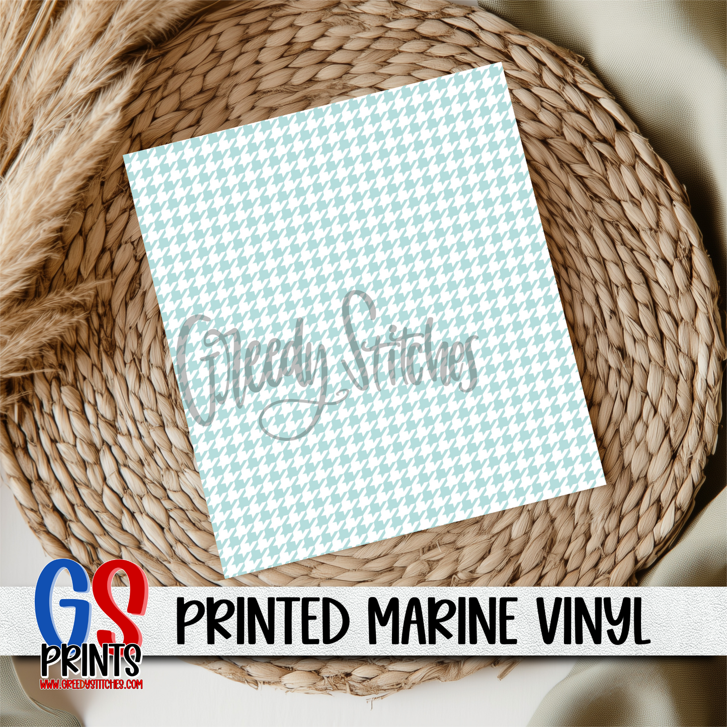 Mint Houndstooth Marine Vinyl