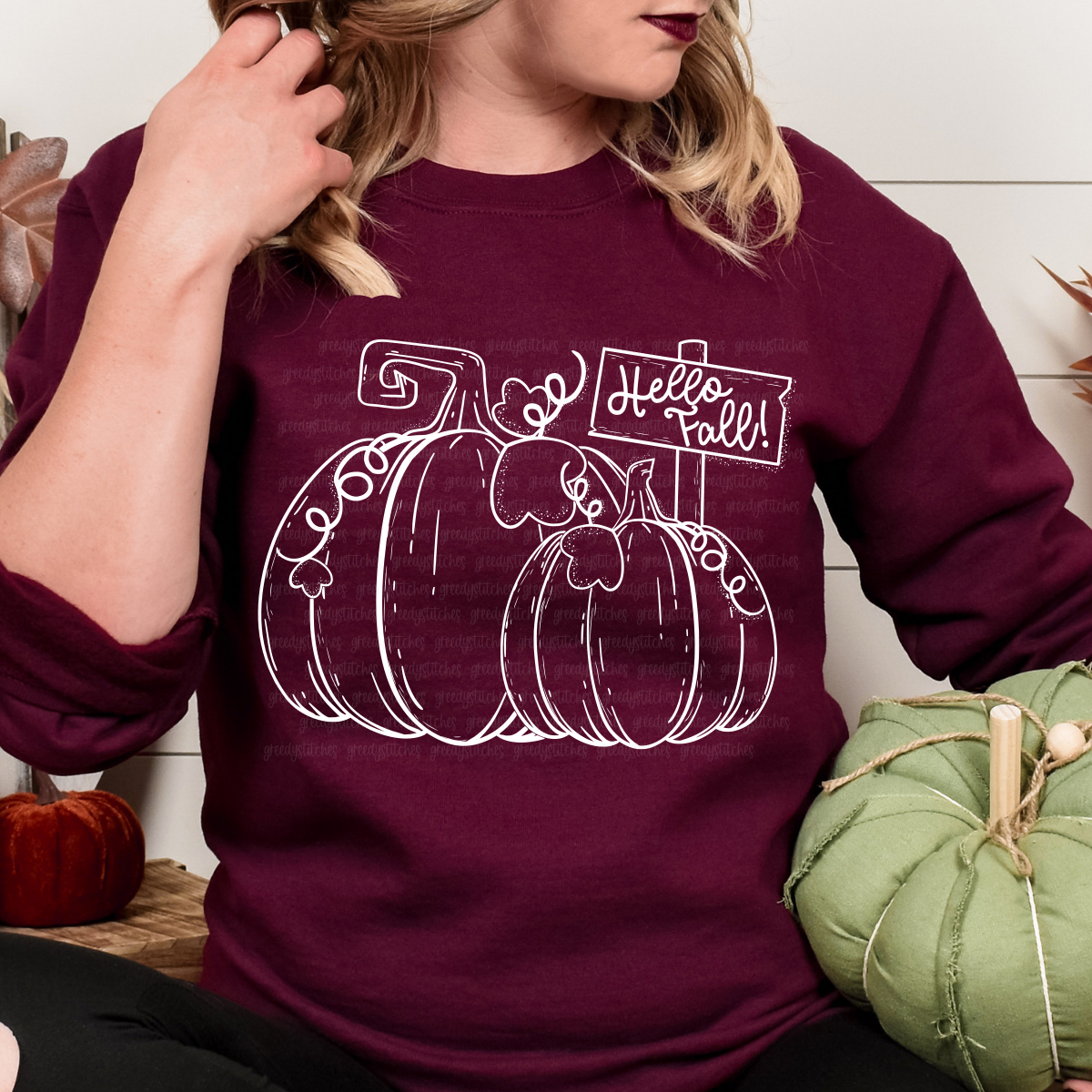 Hello Fall Pumpkin Duo Screen Print Transfer
