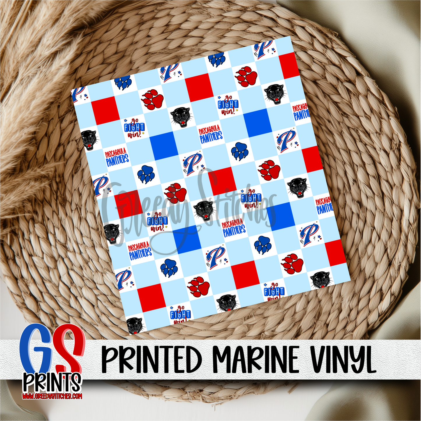 Pascagoula Panthers Checker Print Marine Vinyl