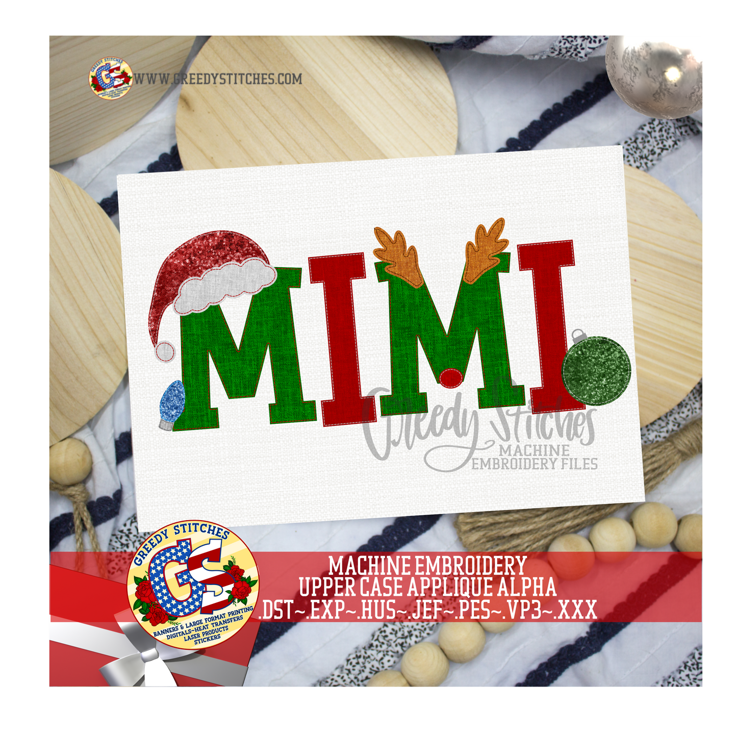 Christmas Applique Machine Embroidery Alpha and Extras