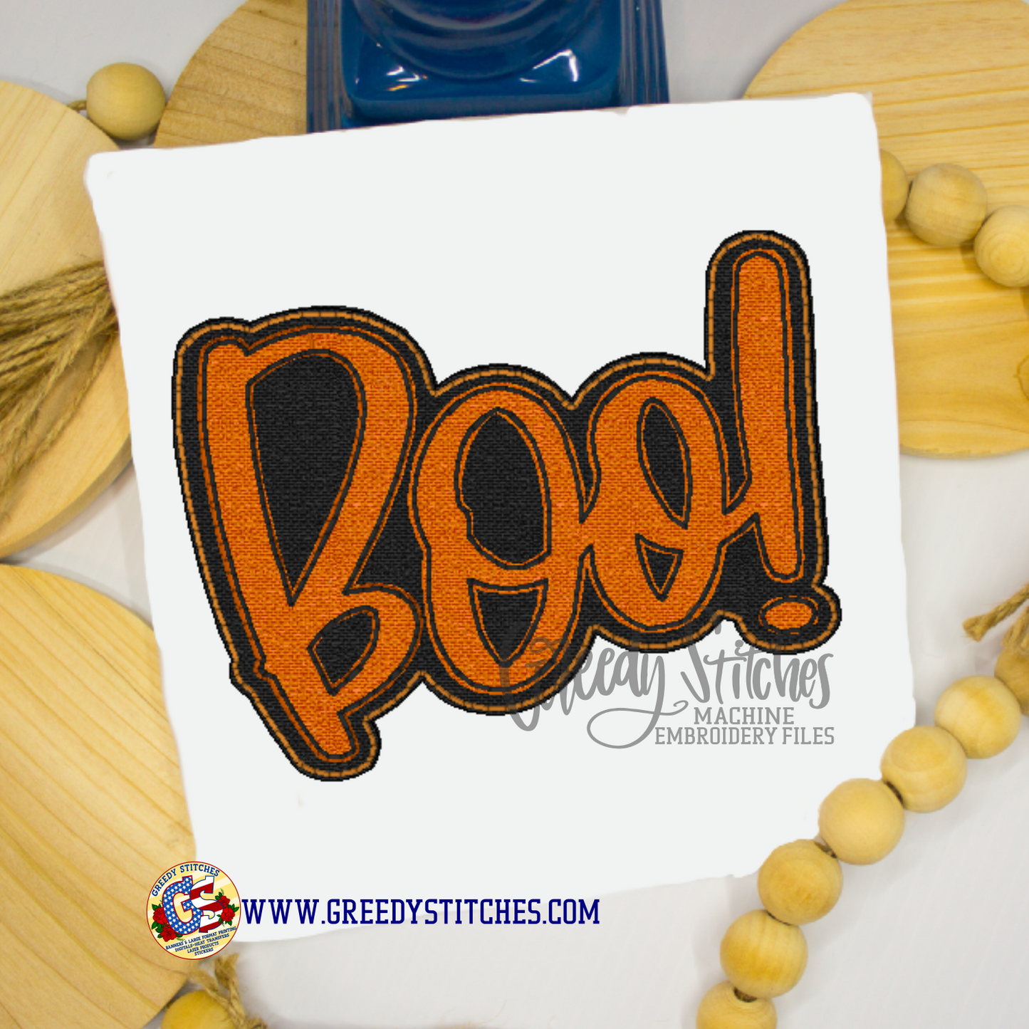 Boo! Bean Stitch Applique Machine Embroidery Design