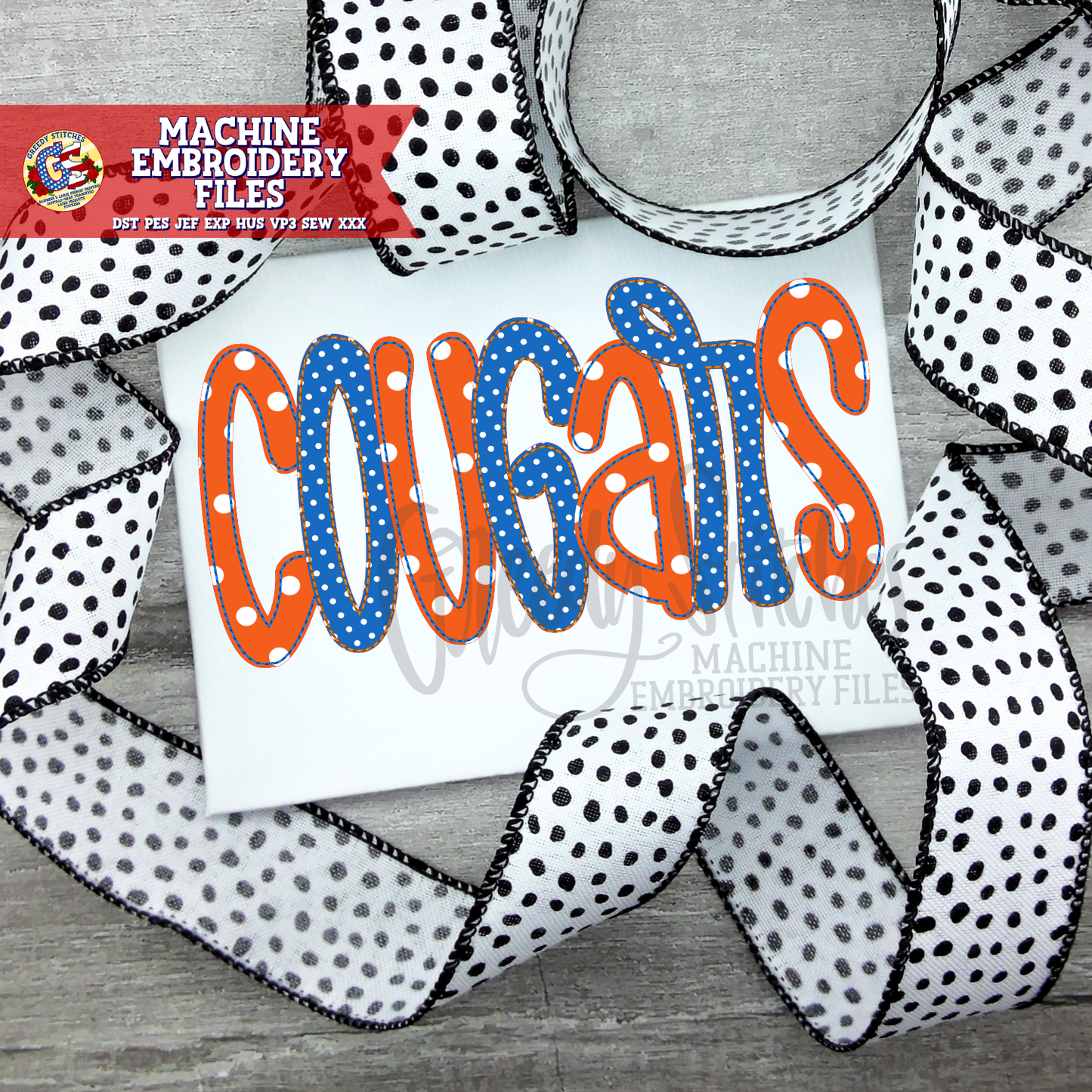 Cougars Bean Stitch Applique Machine Embroidery