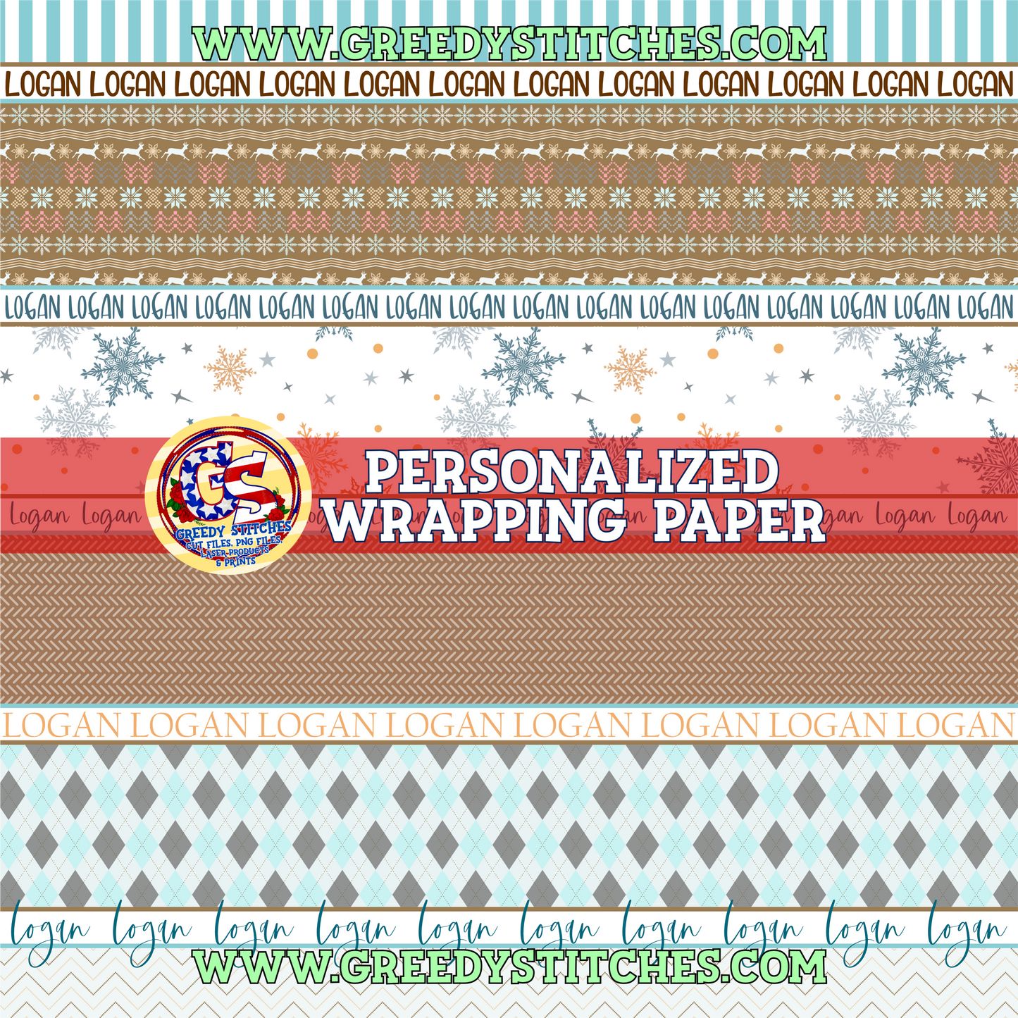 36" Brown Blue Sweater Wrapping Paper