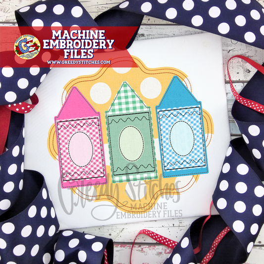 Crayon Set Applique Machine Embroidery Design