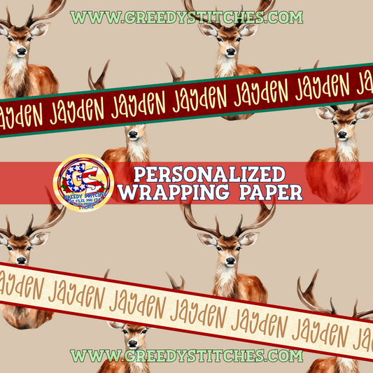 36" Deer Personalized Wrapping Paper