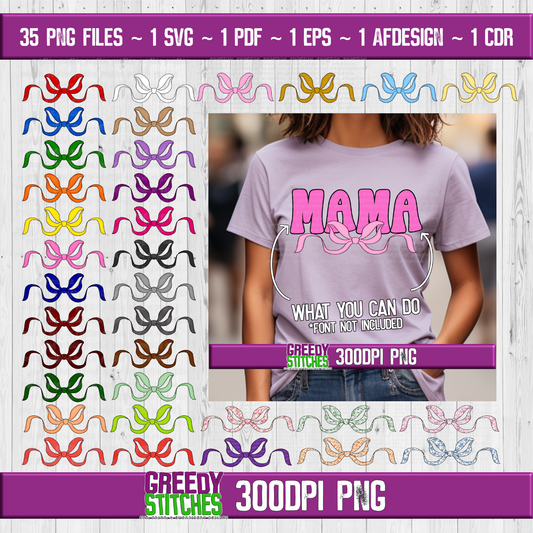 Coquette Bow Garland PNG Bundle - Coquette Bows