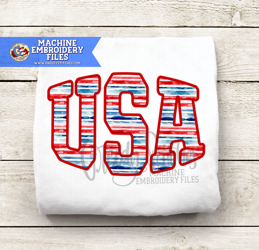 USA Inflated Machine Embroidery Design