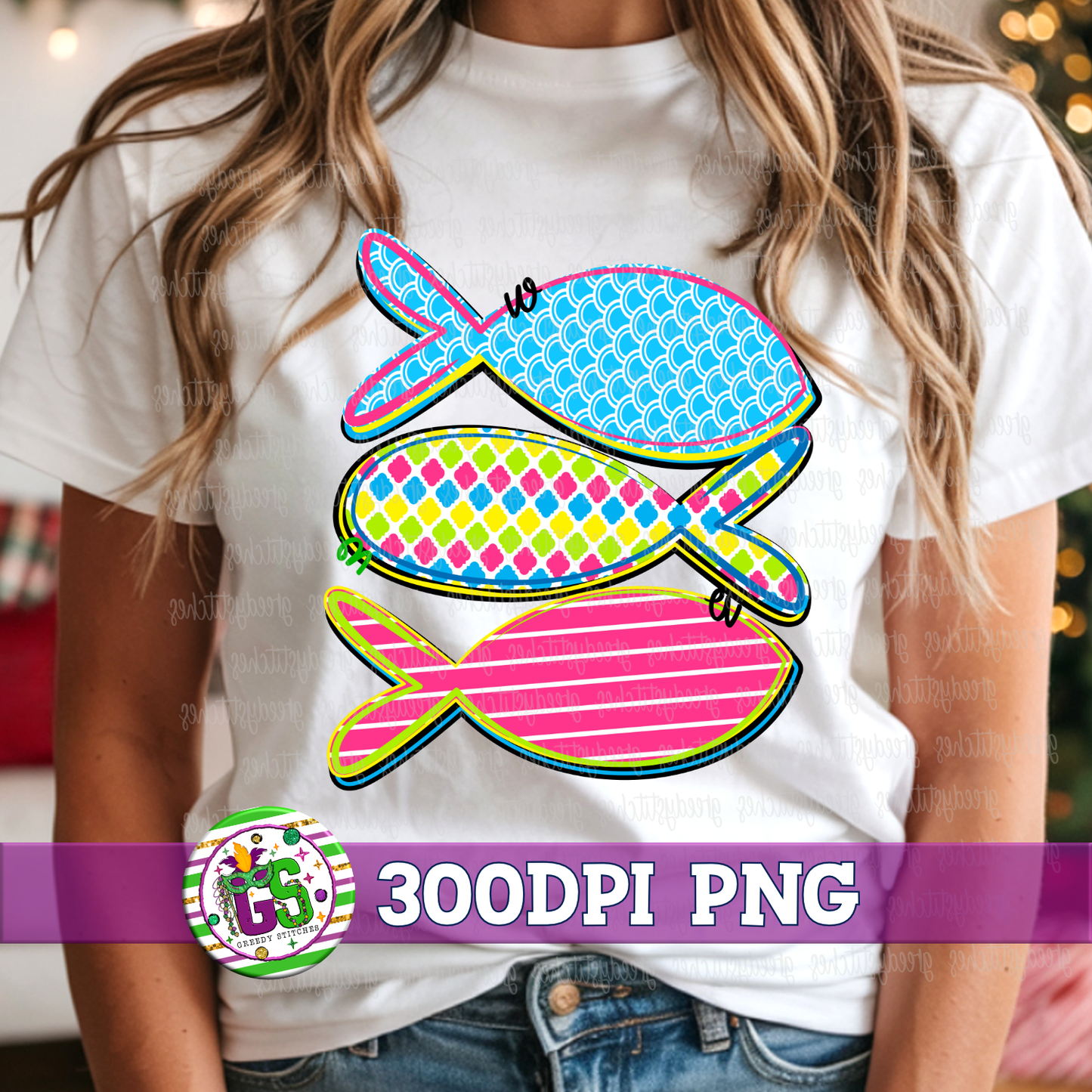 Neon Fish Trio PNG