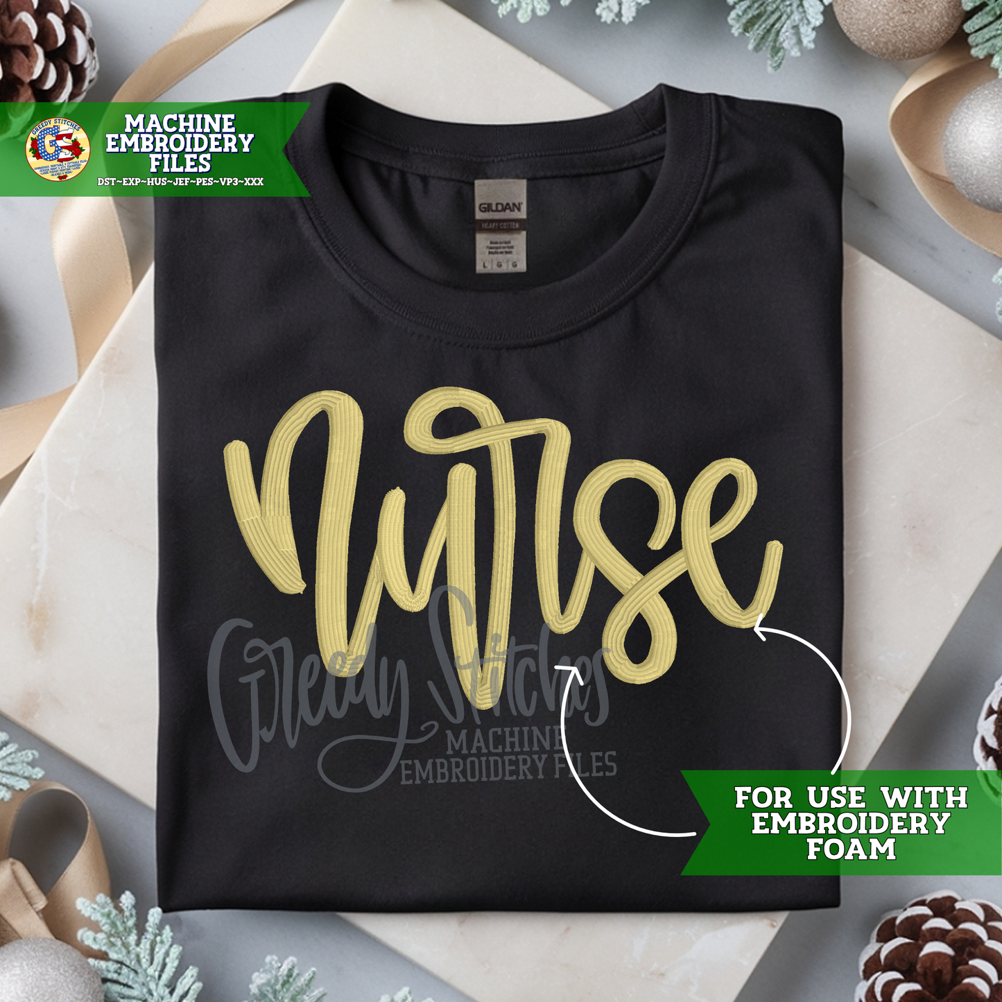 Hand Lettered Nurse Machine Embroidery Design - FOR PUFF FOAM