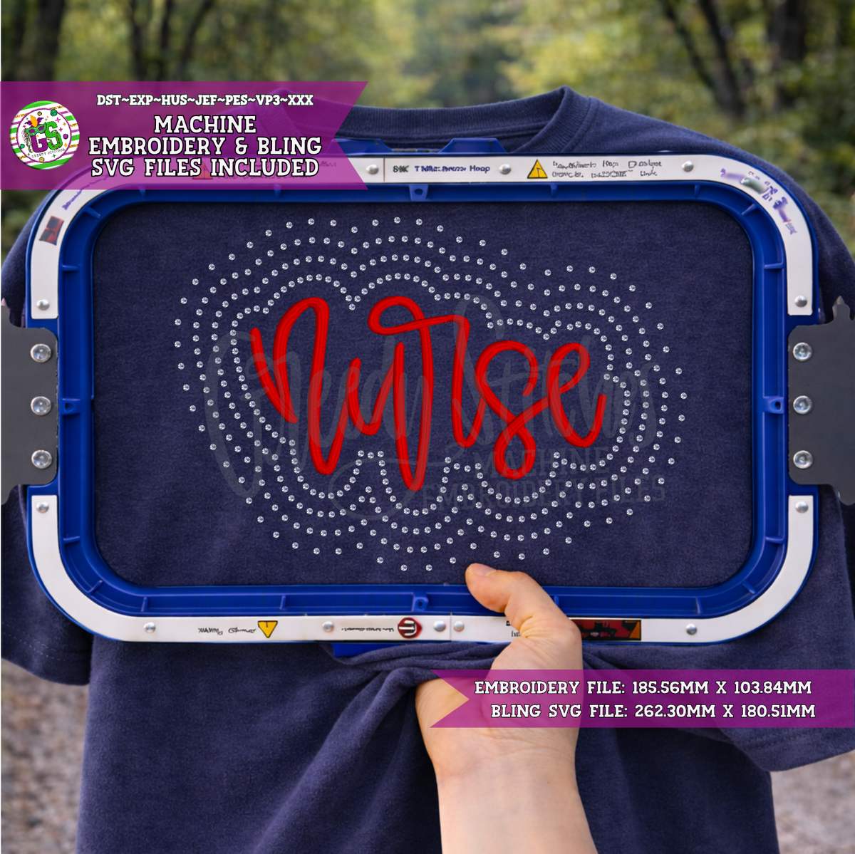 Nurse Script Bling & Machine Embroidery Design