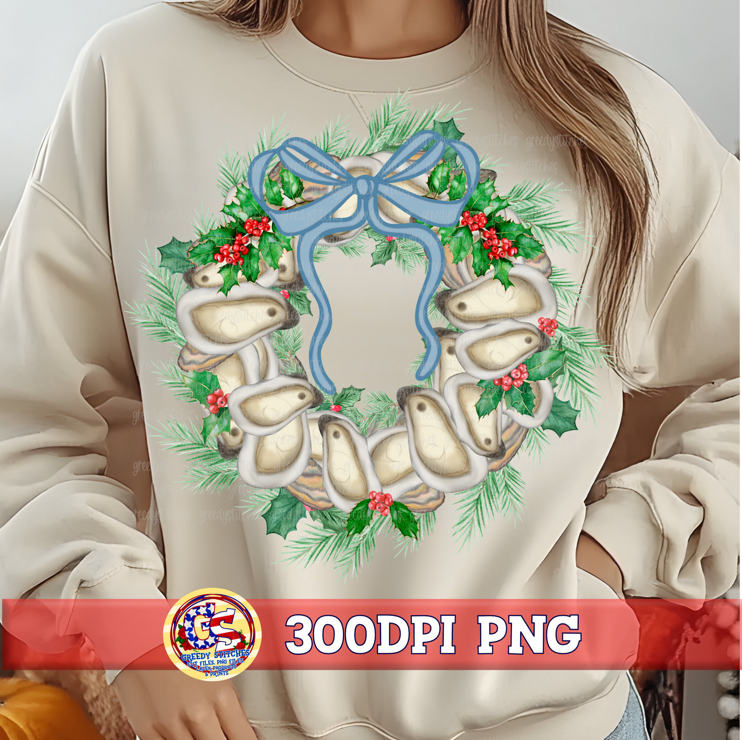 Oyster Shell Christmas Wreath PNG