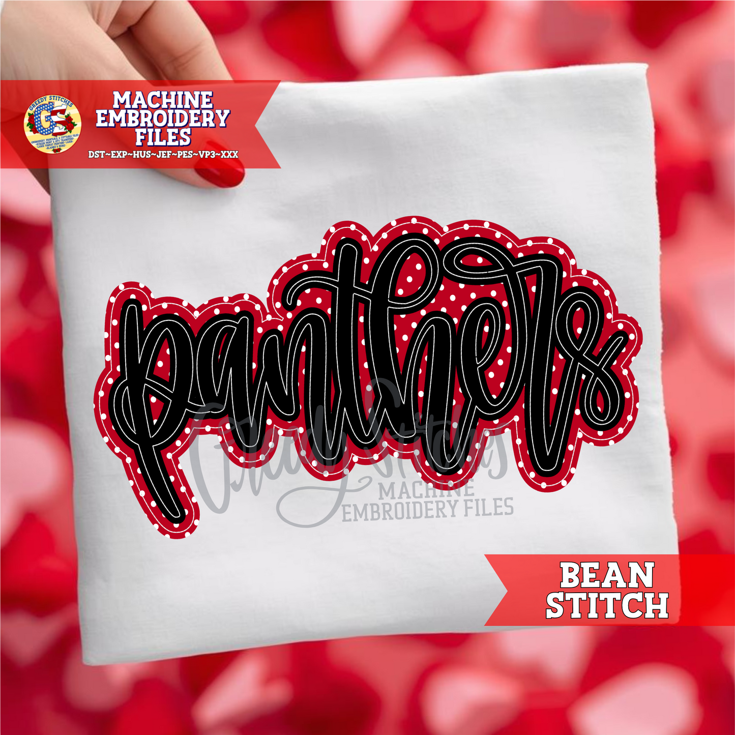 Panthers Bean Stitch Double Applique Machine Embroidery Design