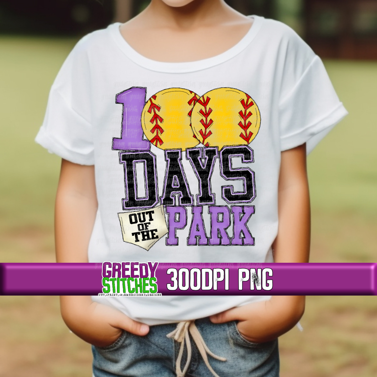 100 Days Out of the Park Softball PNG