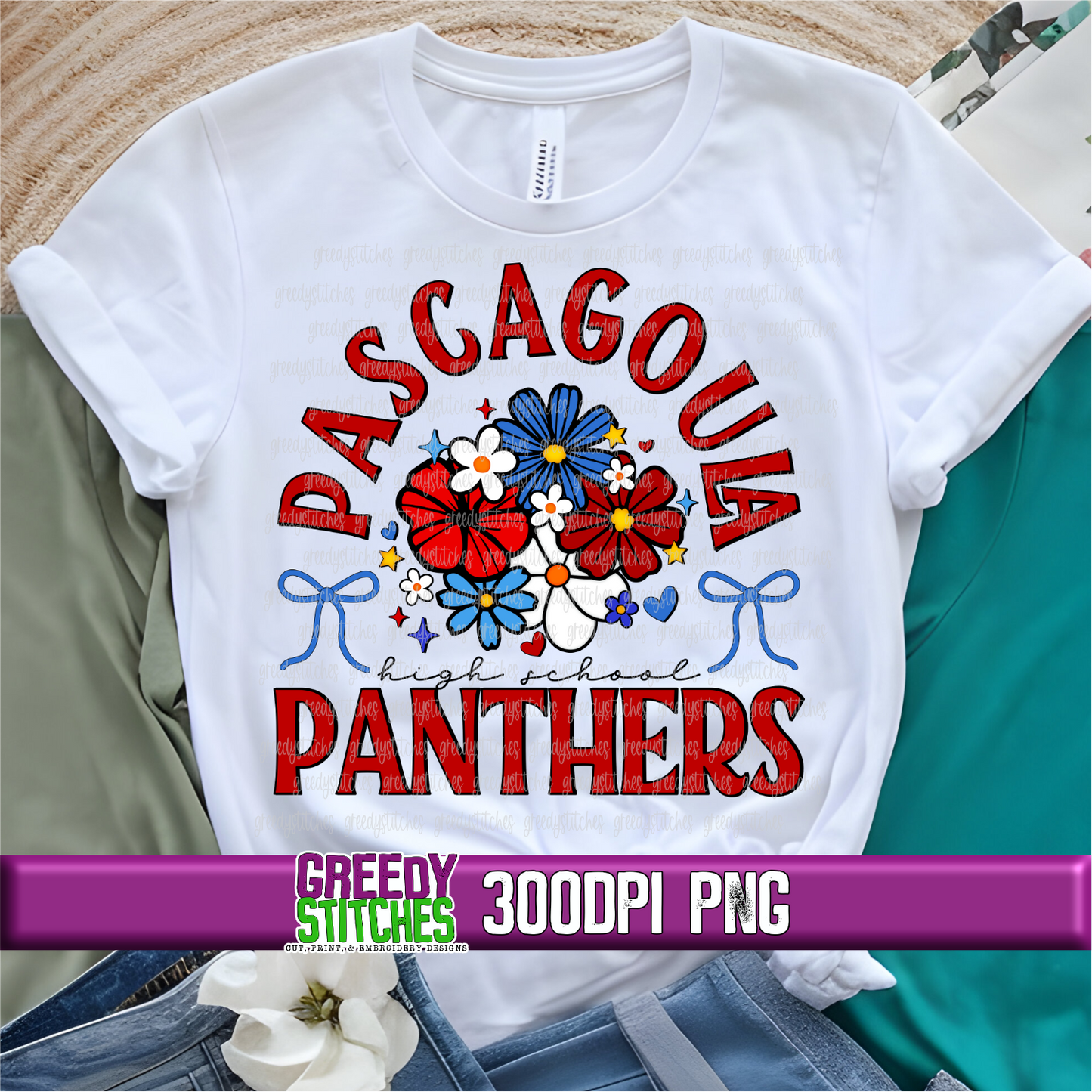 Floral Pascagoula Panthers PNG Set