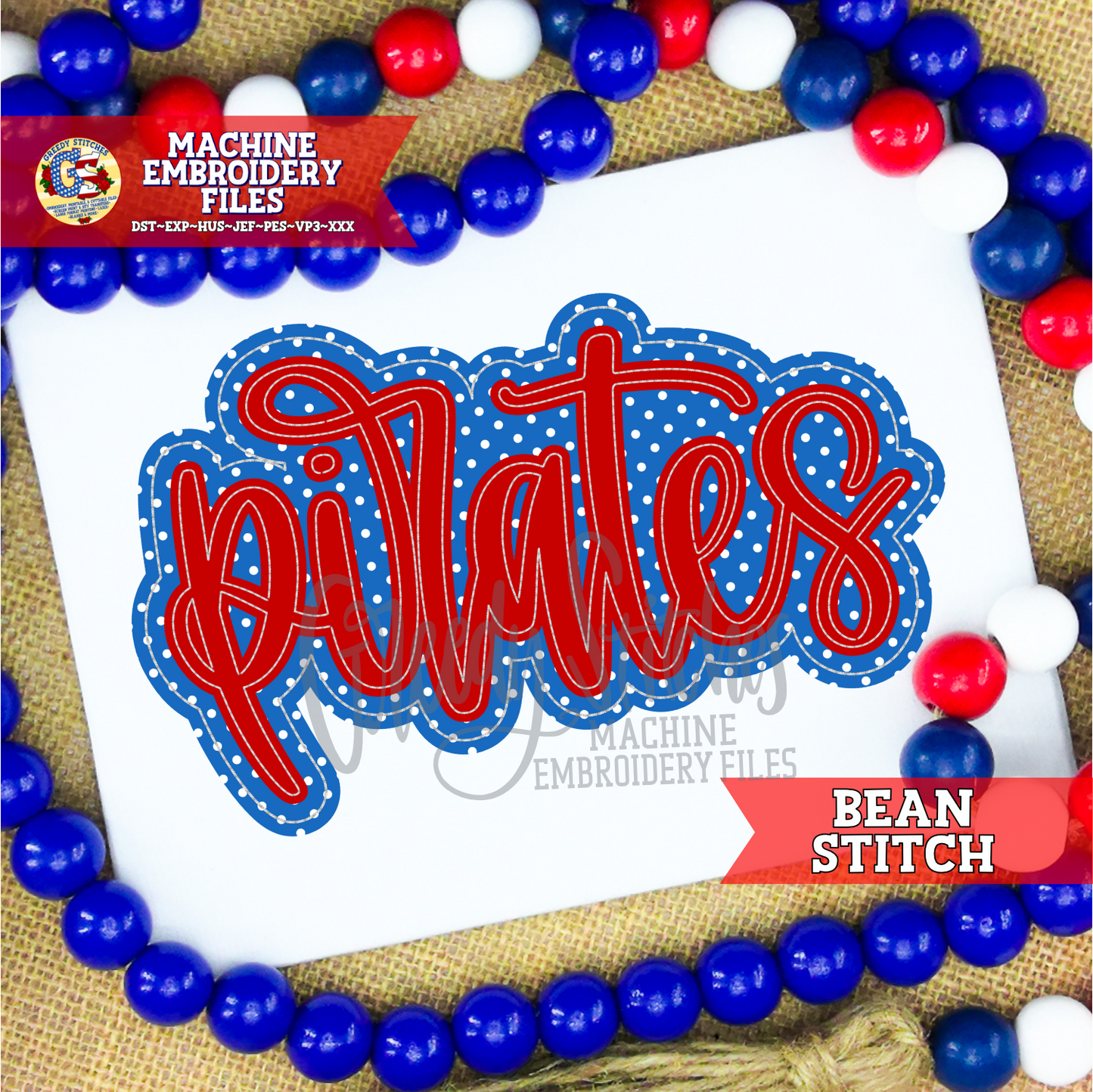 Pirates Bean Stitch Double Applique Machine Embroidery Design