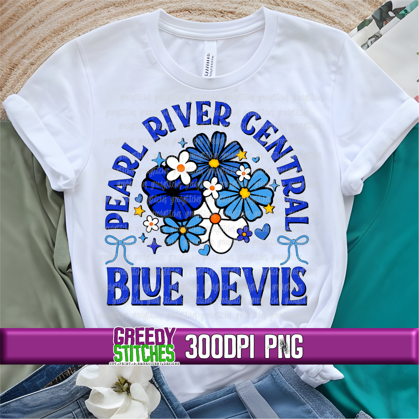 Floral Pearl River Central Blue Devils PNG Set