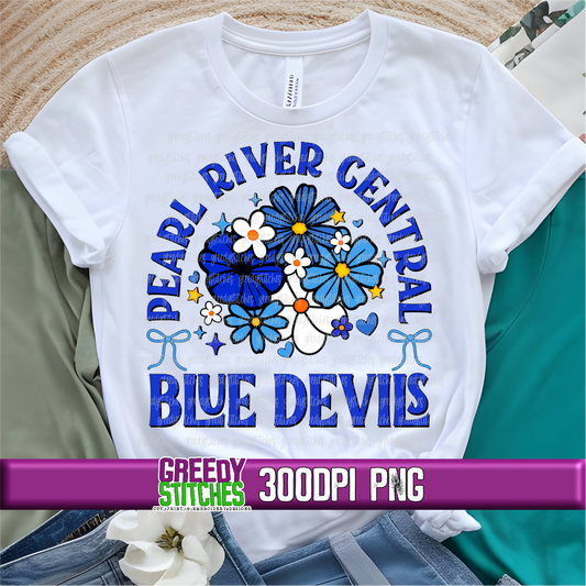 Floral Pearl River Central Blue Devils PNG Set