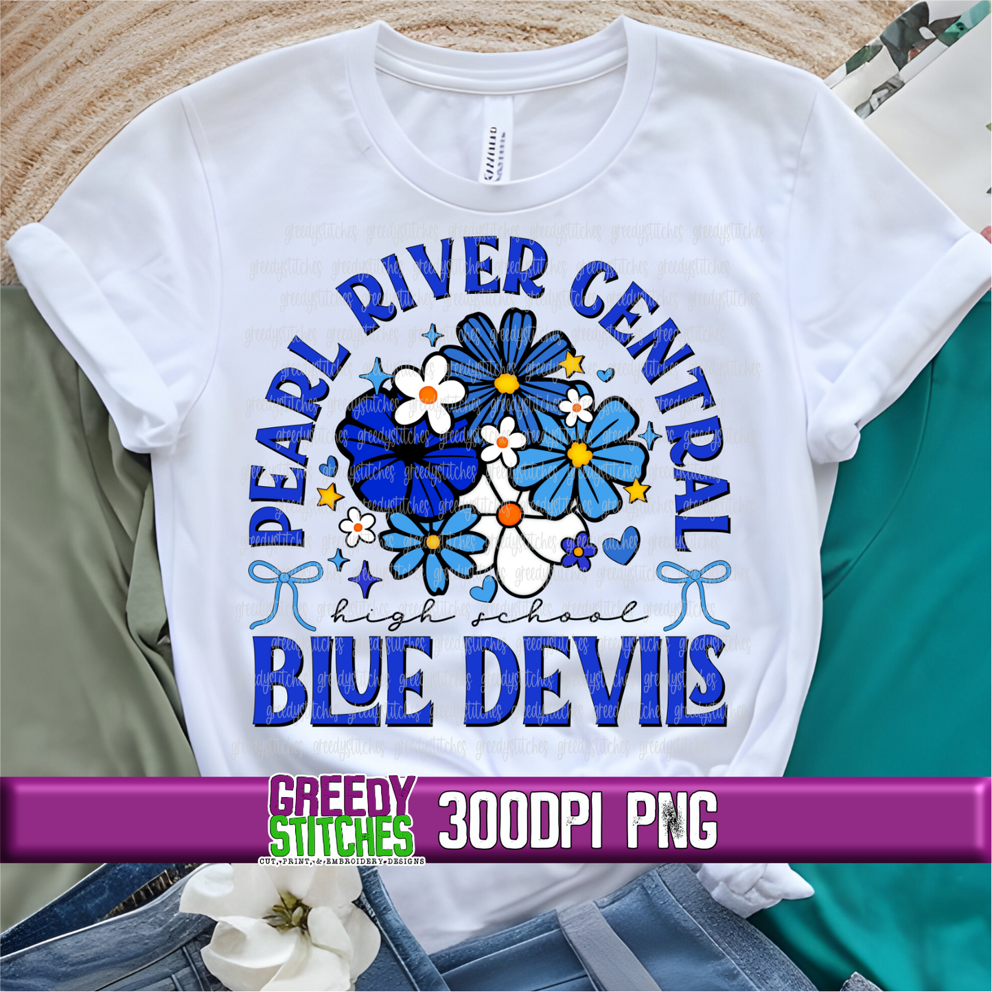 Floral Pearl River Central Blue Devils PNG Set