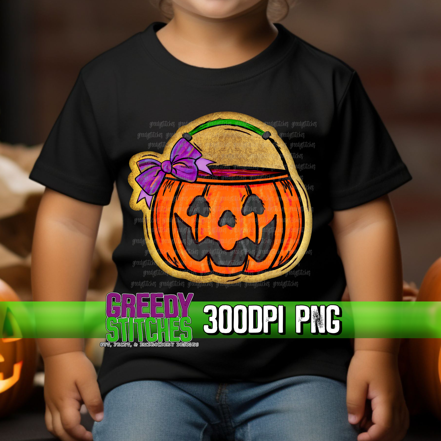 Pumpkin Bucket with Bow PNG - Trick or Treat Bucket