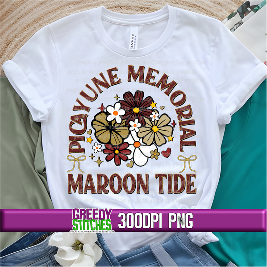 Floral Picayune Memorial Maroon Tide PNG Set