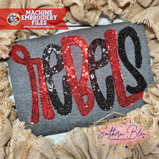 Rebels Lowercase Bean Stitch Applique Machine Embroidery Design