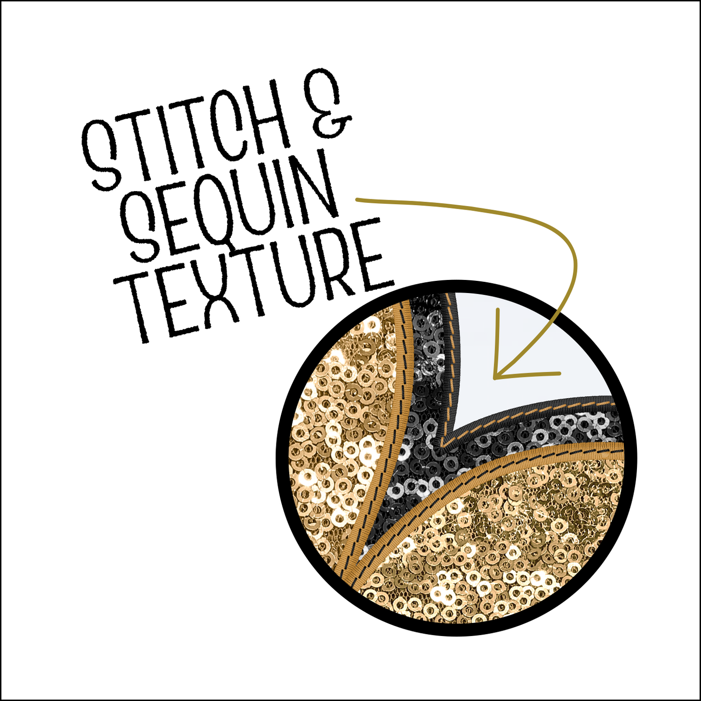 Black & Gold Fleur de Lis Faux Embroidery Sequins PNG