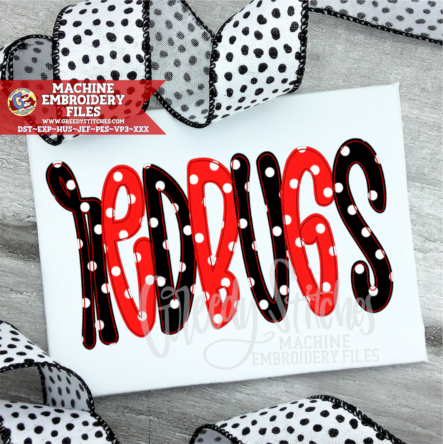 Redbugs Lowercase Bean Stitch Applique Machine Embroidery Design