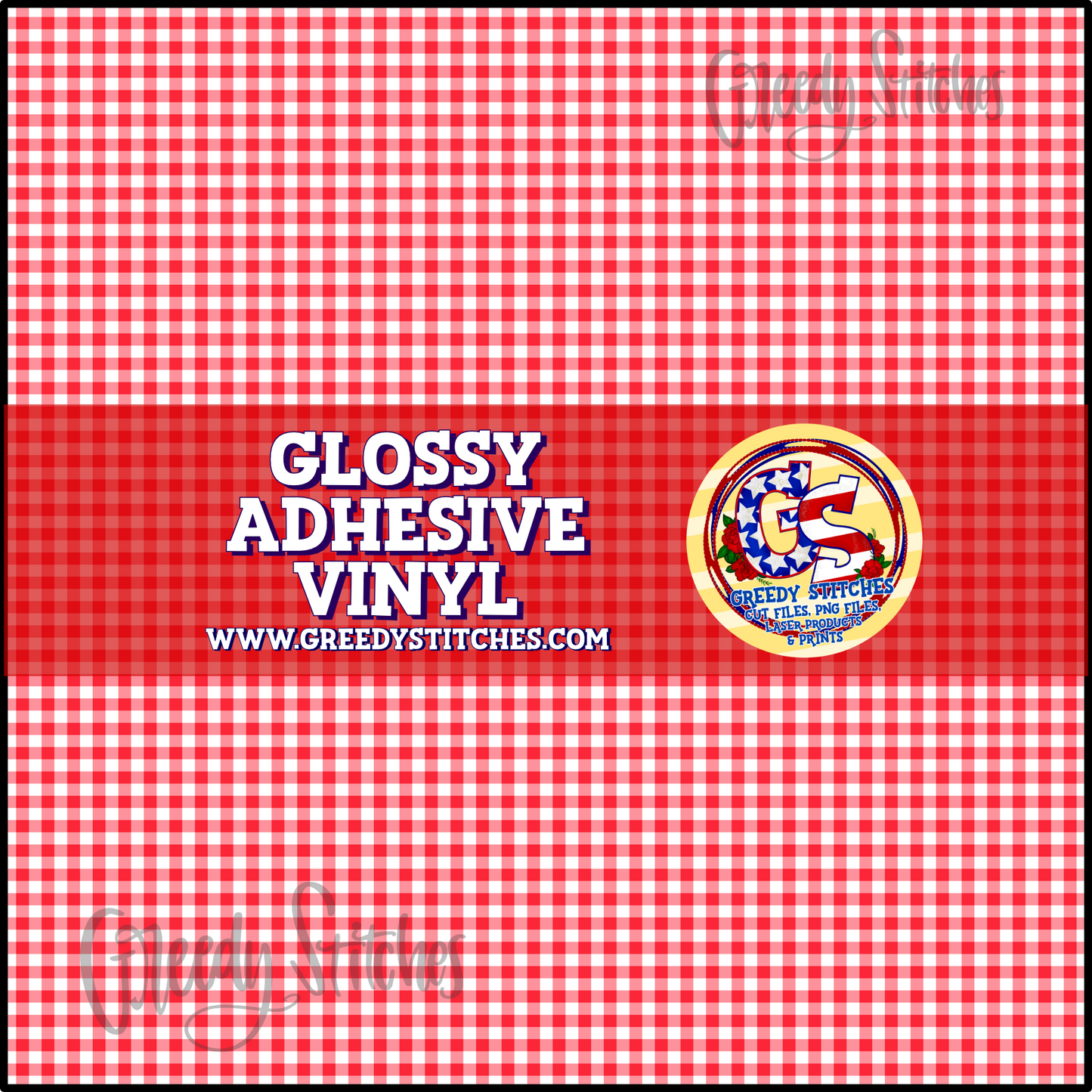 Red Gingham Glossy Adhesive Vinyl