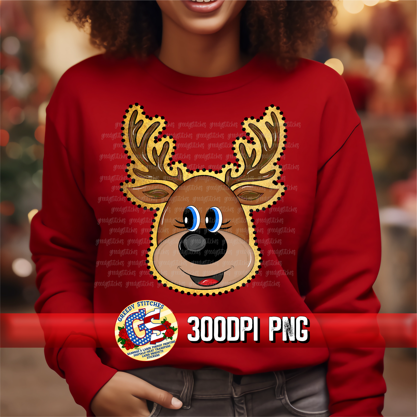 Reindeer Gold Foil PNG