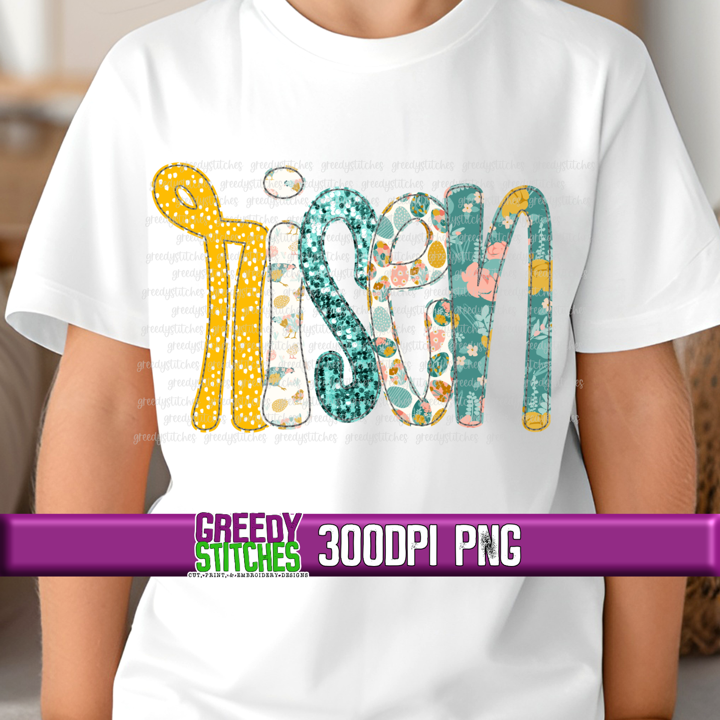 risen PNG - Easter Faux Embroidery PNG