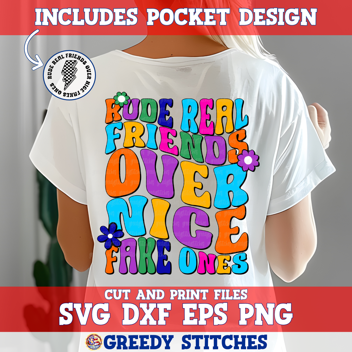 Rude Real Friends Over Nice Fake Ones SVG DXF EPS PNG