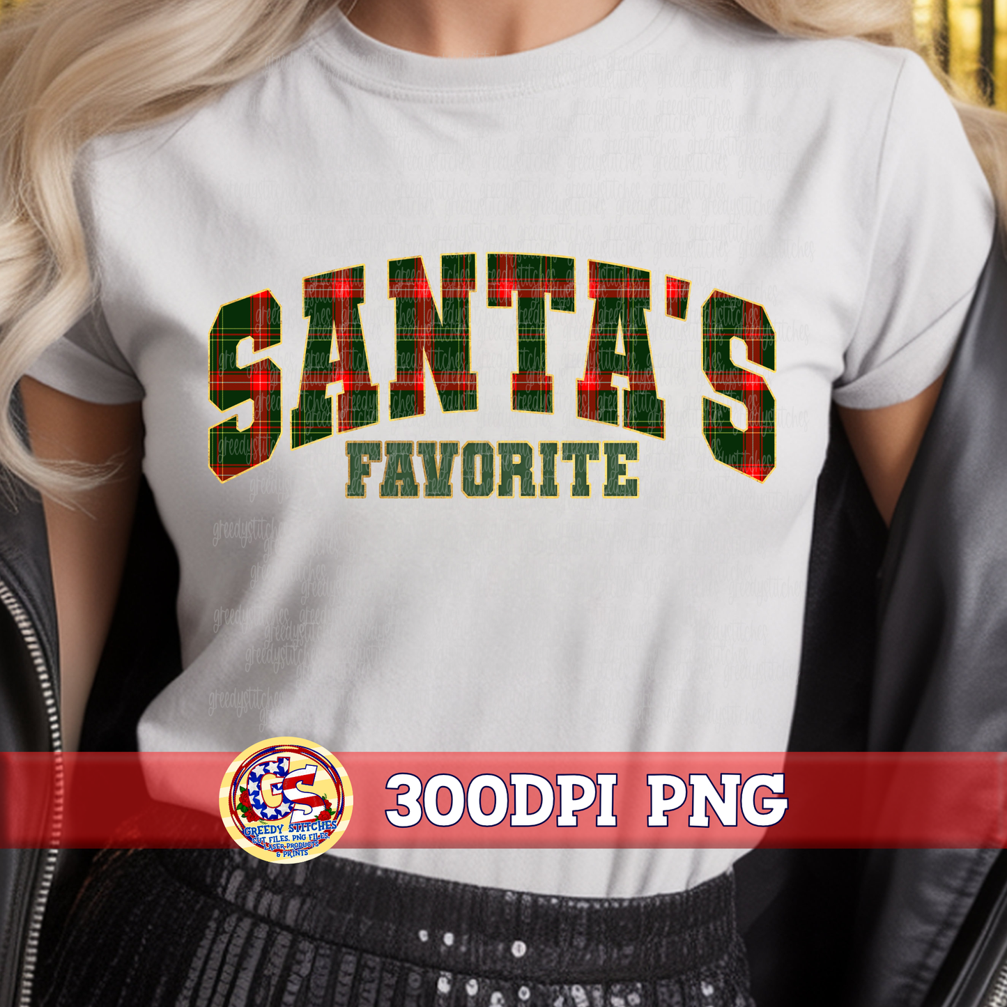 Santa's Favorite Christmas Plaid PNG