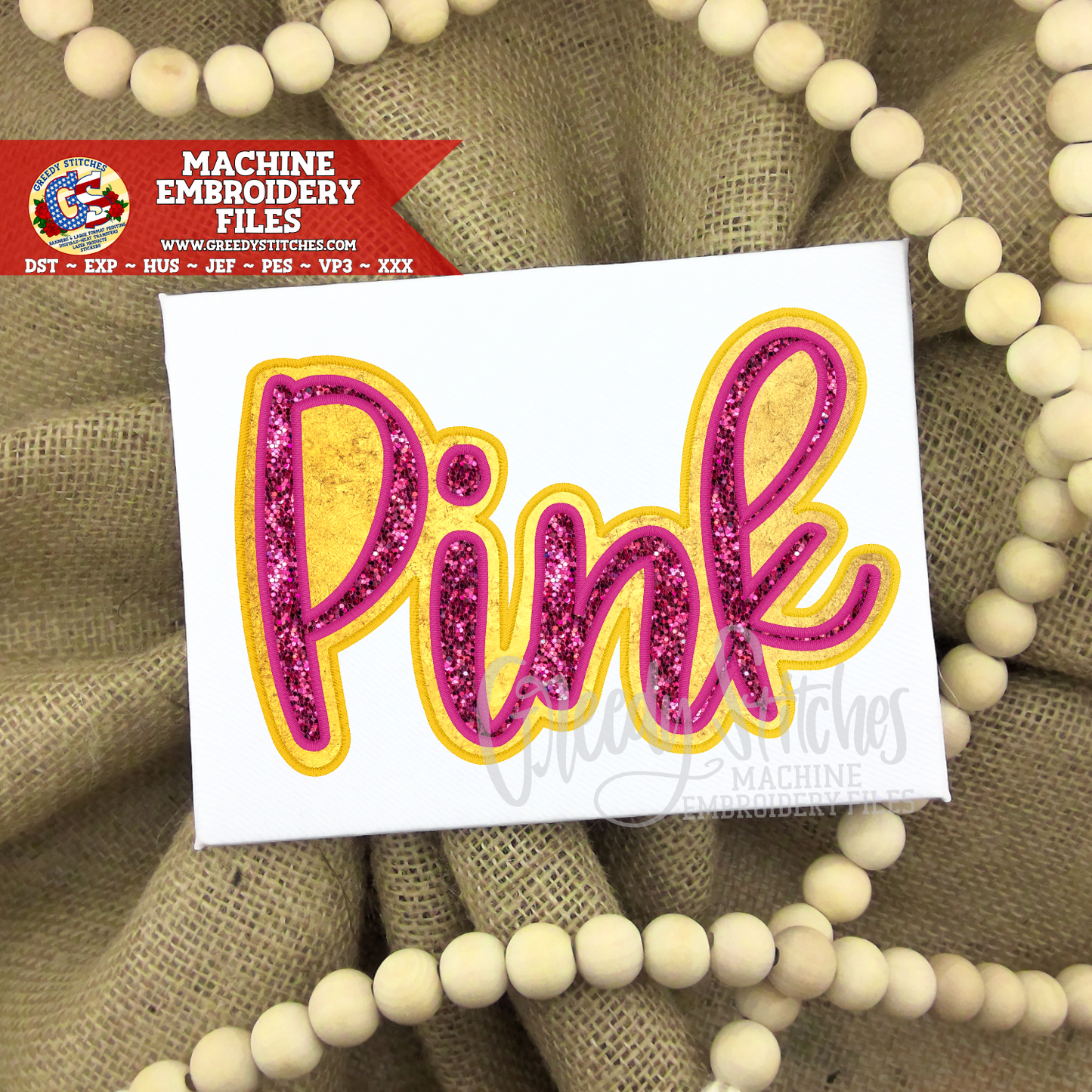 Pink Double Applique Satin Stitch Machine Embroidery Design - Breast Cancer Awareness
