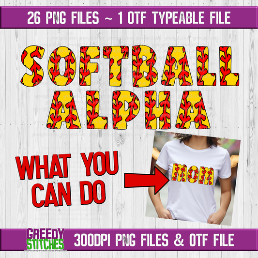 Softball Alpha PNG & OTF Files