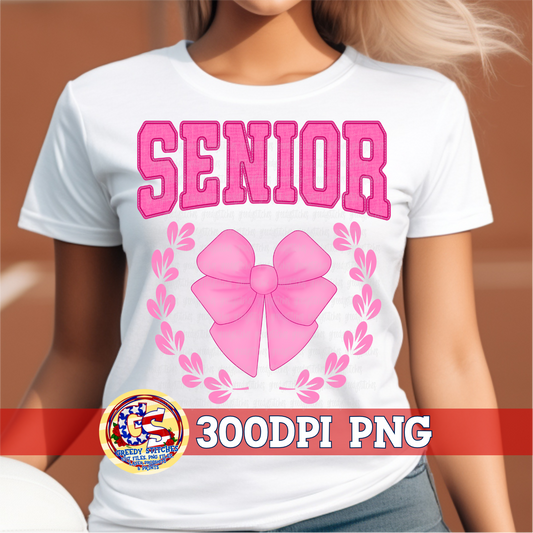 Faux Embroidery Preppy Senior Coquette Bow PNG